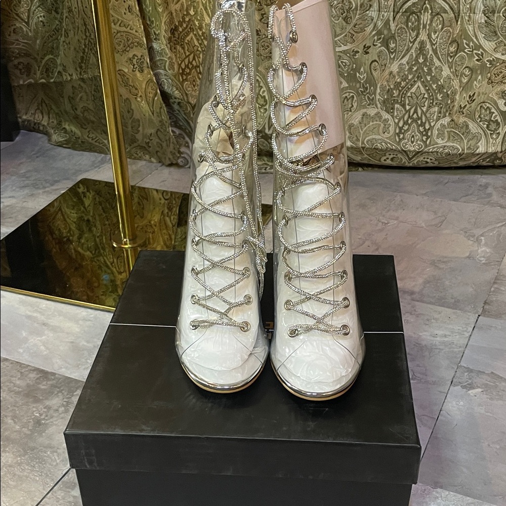 Cape Robbin Silver and White Lace-Up Women's Boots